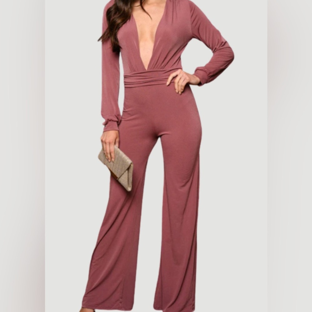 Stylive Deep V-Neck Jumpsuit